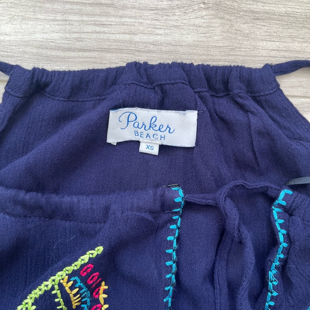 Parker Blue and Pink Embellished Tie Front Sundress - Picture 2 of 5